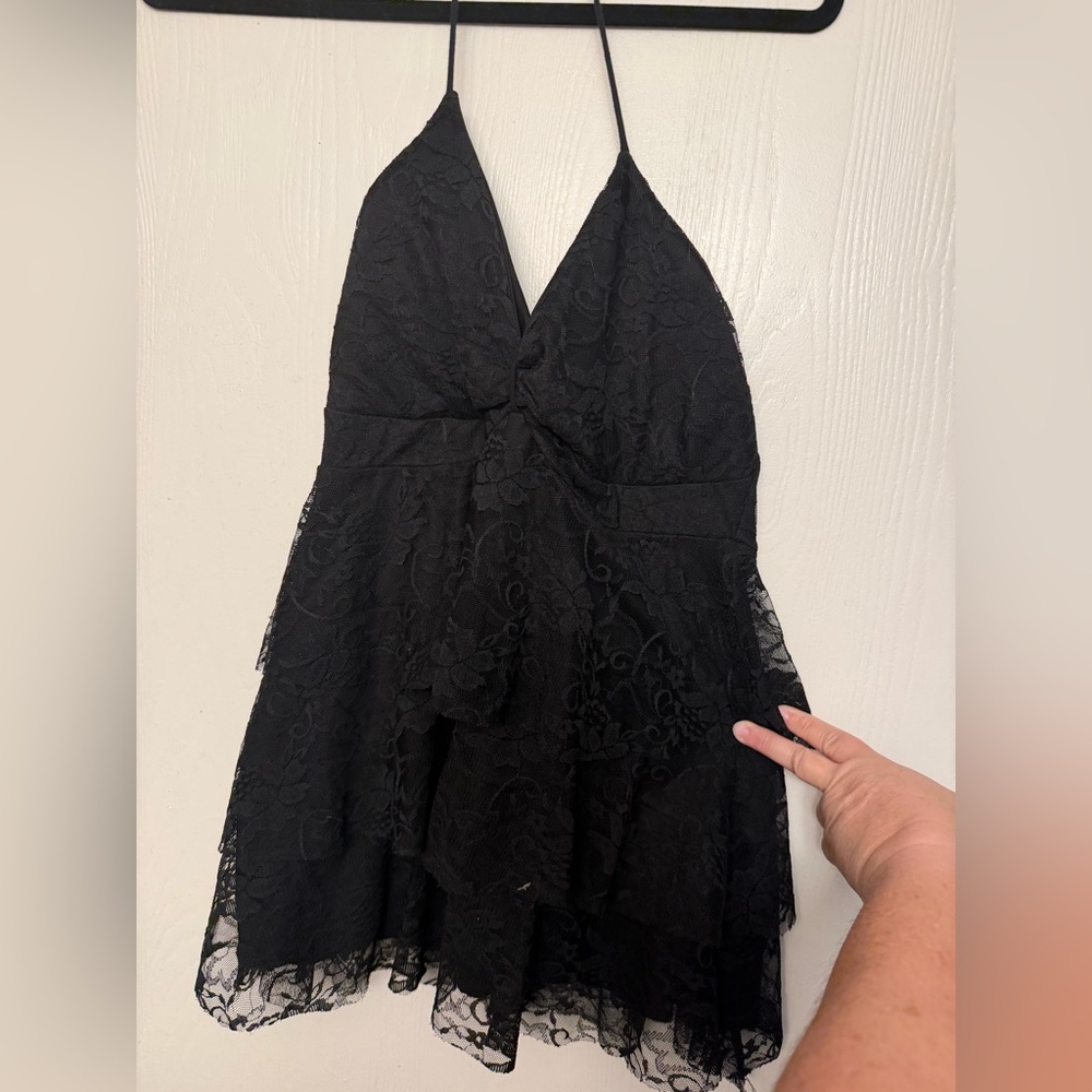 Dots Black Lace Halter Top